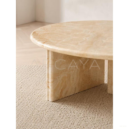 Cream Style Stone Coffee Table - scene