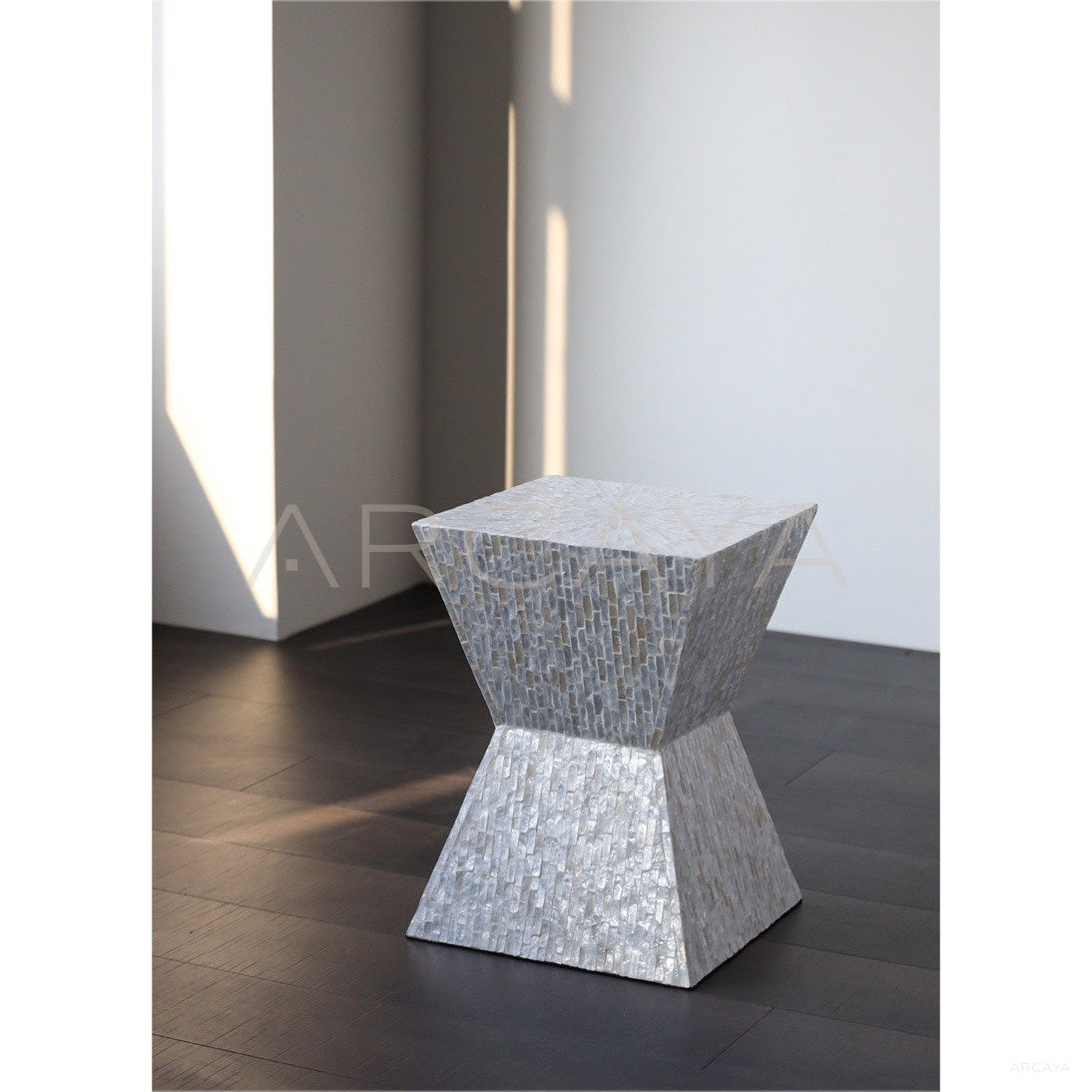Handmade Shell Inlay Mobile Side Table in detail