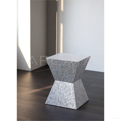 Handmade Shell Inlay Mobile Side Table - scene