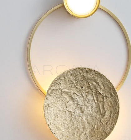 Gold Ring Textured Disc Ring Wall Light 10213 - detail