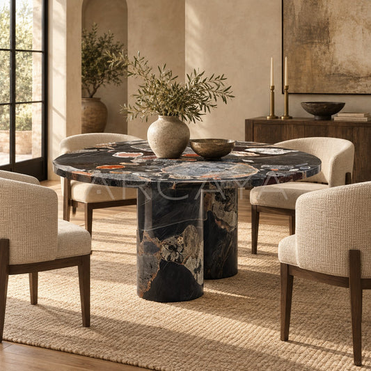 Colorful Black Glazed Table - scene