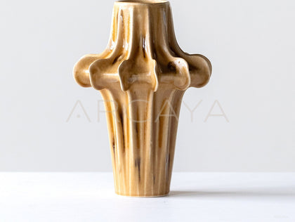Hand Sculpted Four Petal Stoneware Vase - scene