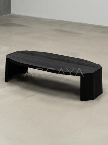 Jackfruit Wood Curved Coffee Table - scene