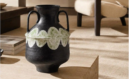 Dadan Double Ear Vintage Stoneware Vase - scene