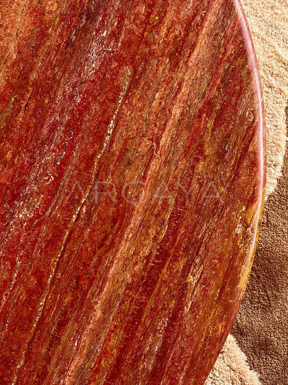 Walnut Travertine Curve Coffee Table - detail