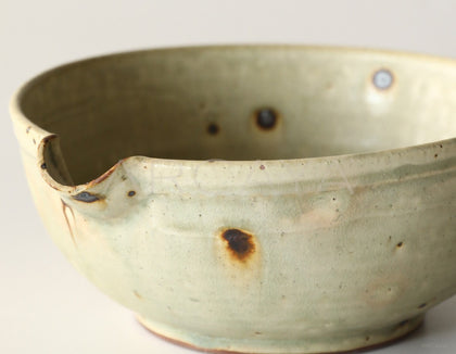 Amu Collab Grey Iron Spot Stoneware Footed Bowl - scene