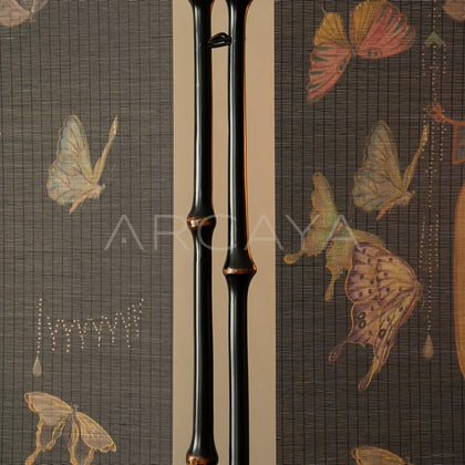 Bamboo Orchid Butterfly Double Sided Four Panel Screen - scene