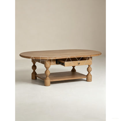 Ridge Carved Oval Coffee Table - scene