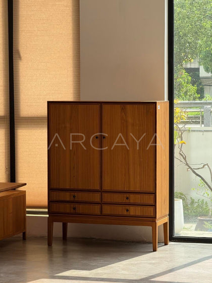 Burmese Teak Tea Room Two Door Cabinet - scene