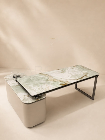 Daze Fendi Jade Stone Tea Table With Cabinet - scene