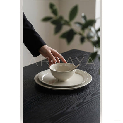 Sunxun Collab White Porcelain Flat Plate - scene