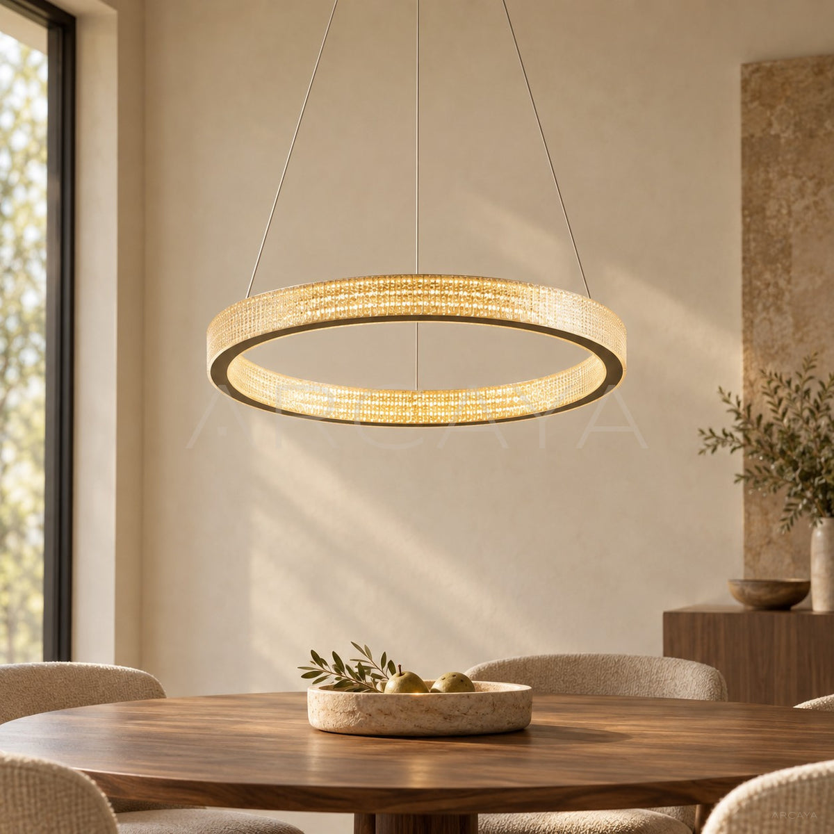 Textured Gold Single Ring Pendant Light 60188 - main