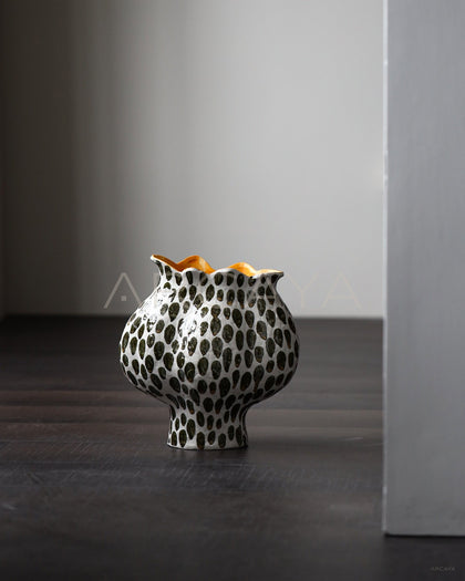 Polka Dot Textured Ceramic Vase - scene