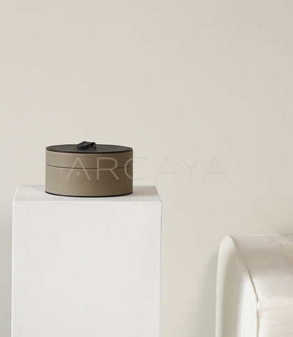 Leather Round Jewelry Storage Box - scene