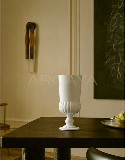 French Mid Century Matte Tall Stem Vase - scene