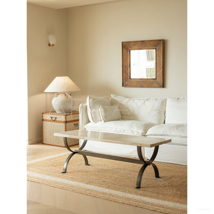 Solid Stone Top Mid Century Coffee Table - scene