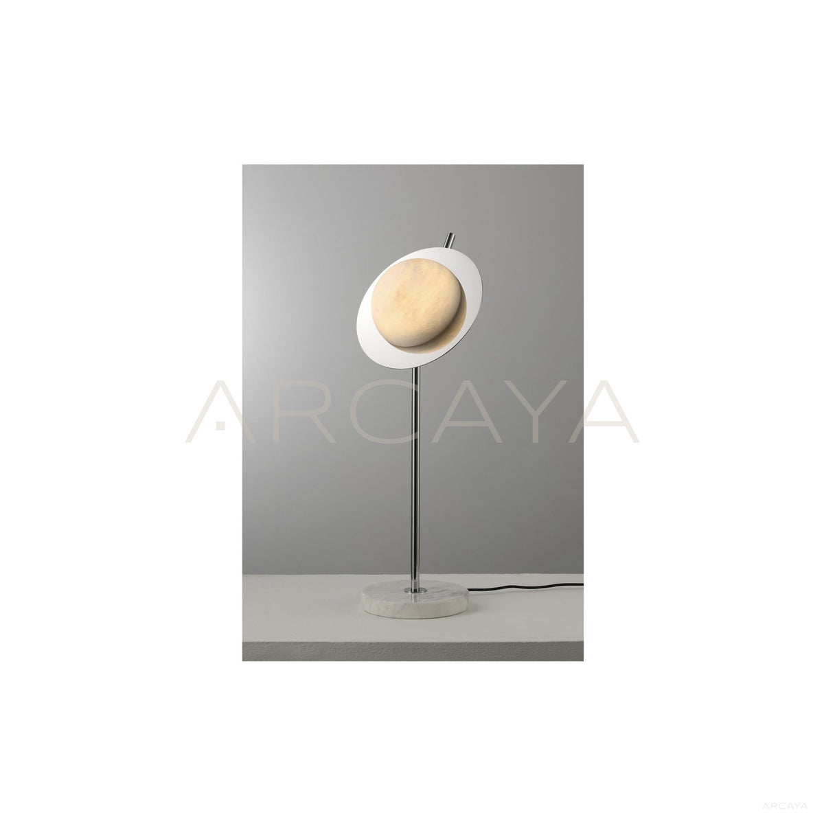 Stone Half Moon Disc Tall Table Lamp 96175 in detail