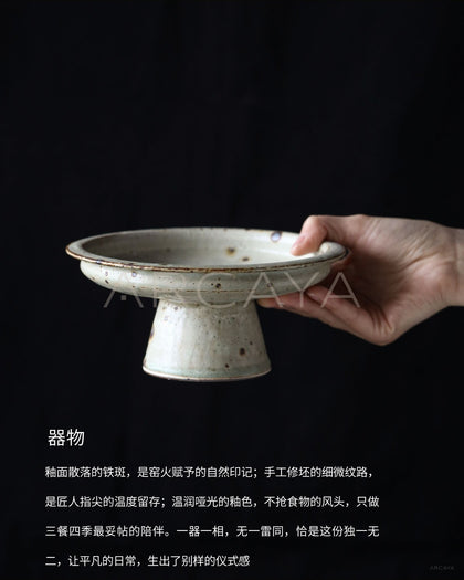 Amu Collab Handmade Stoneware Footed Plate - scene