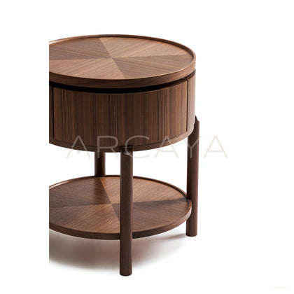 Marquetry Drum Side Table - scene
