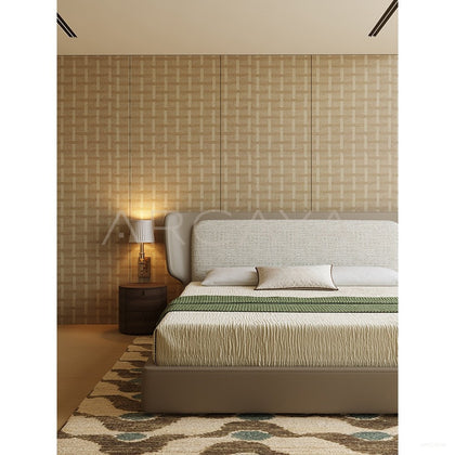 Leather Fabric Italian Wide Headboard Bed - scene