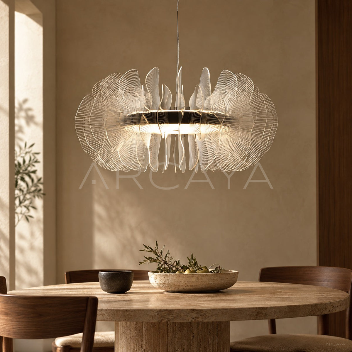Crystal Petal Flat Round Pendant Light 23034 - main