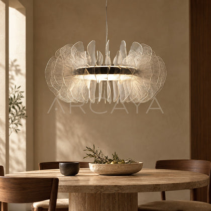 Crystal Petal Flat Round Pendant Light 23034 - main