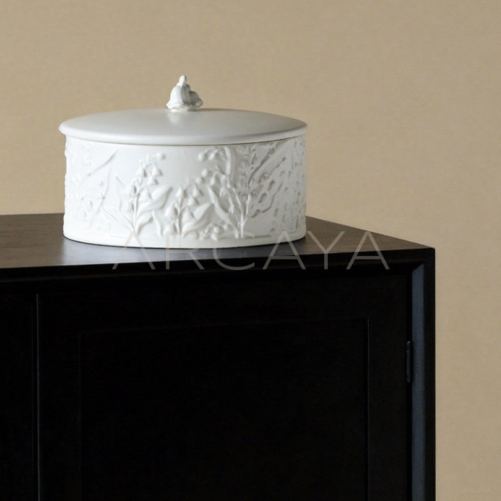 Vintage Relief Lily Of The Valley Storage Jar - main