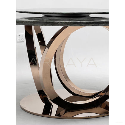 Rose Gold Stone Round Table Lazy Susan - scene