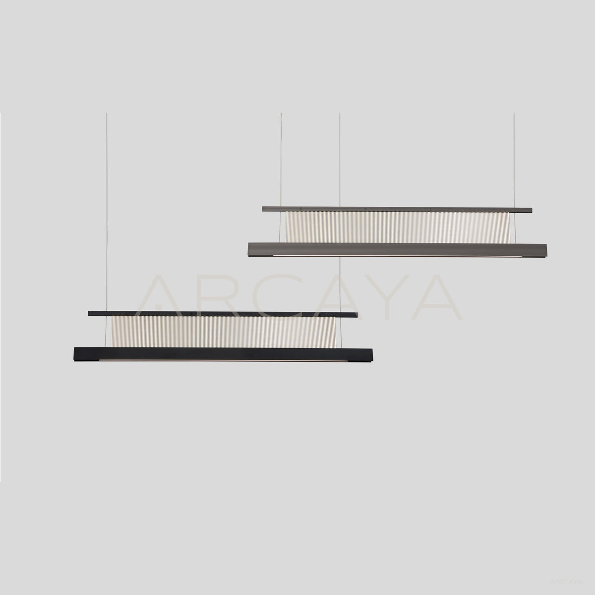 Linear Black Frame Ribbed Pendant Light 97077 in detail