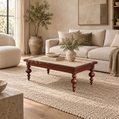 Raffles Concrete Rattan Table - scene