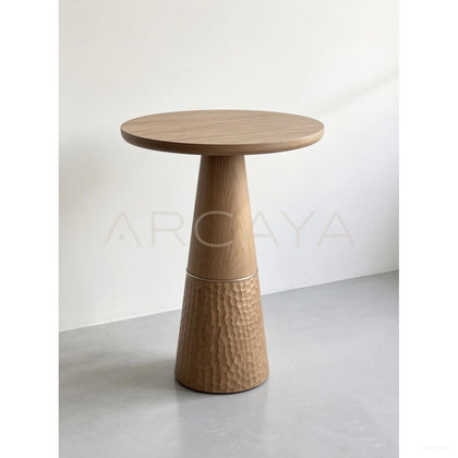 Ash Wood Hammered Side Table - scene