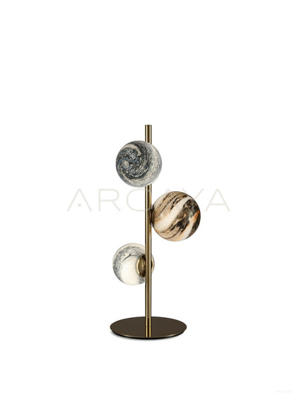 Three Piece Stone Disc Table Lamp 22012 - scene