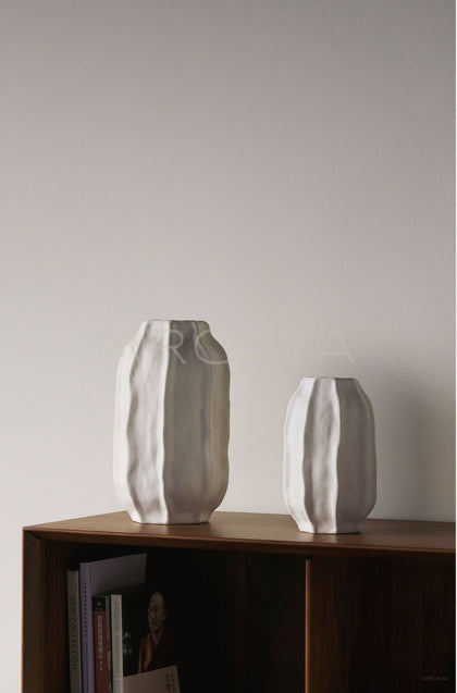 Wabi Sabi White Ceramic Vase - scene