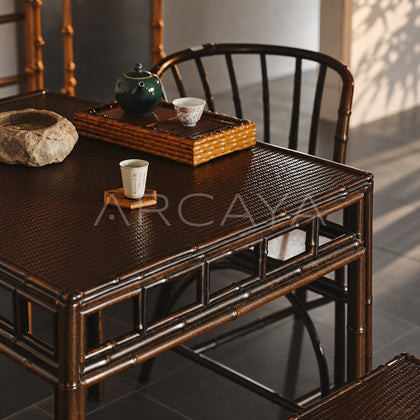 Purple Bamboo Grid Square Table - scene