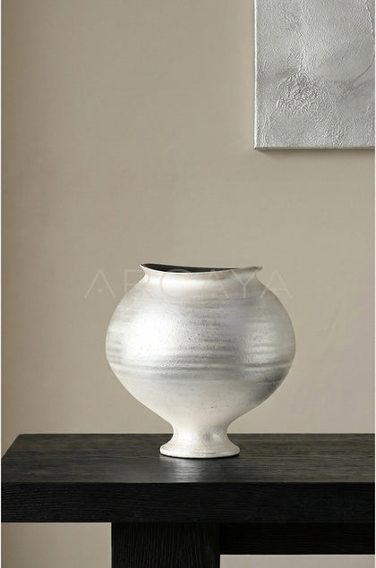Dadan Handmade Silver Glaze Vase Living Room - scene