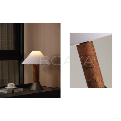 Wood Column White Cone Shade Table Lamp 95355 - scene