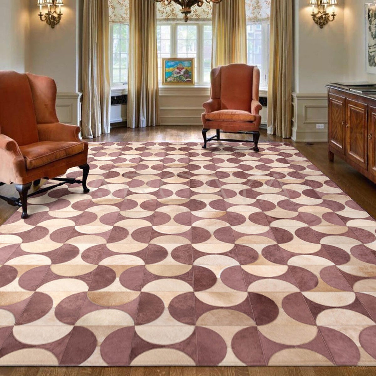 Patchwork Cowhide Rug in detail