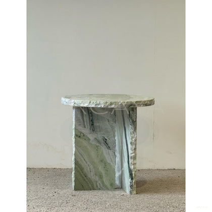 Custom Green Marble Live Edge Piece — Side Table - scene