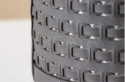 Handwoven Leather Storage Bucket With Handle - scene