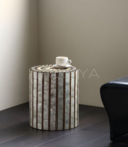 Shell Inlay Mobile Side Table - scene