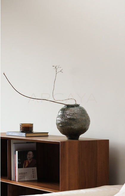 Handmade Textured Irregular Round Belly Vase - scene