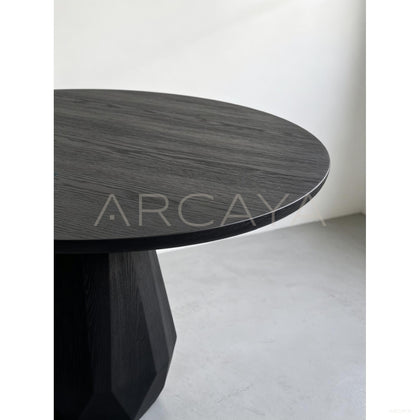 Ash Wood Round Dining Table - scene