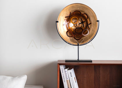 Gilded Hand Painted Glass Disc Ornament - scene
