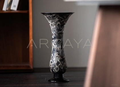 Xiangda Collab Black Silver Marble Pattern Vase - scene