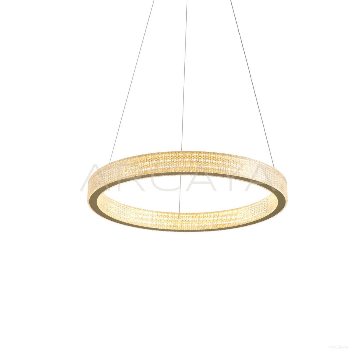 Textured Gold Double Ring Pendant Light 60188 in detail