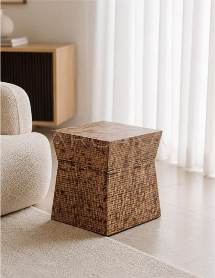 Textured Handwoven Side Table Dressing Room - scene