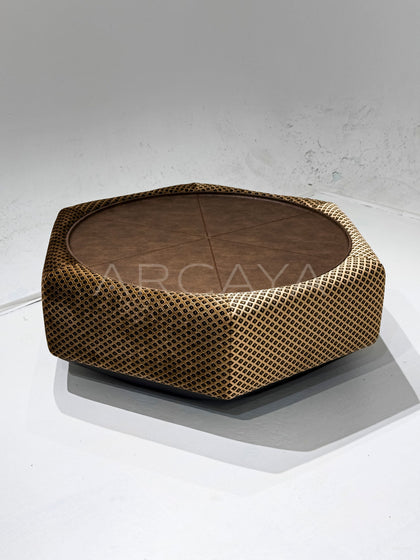 Leather Plaid Fabric Coffee Table - scene