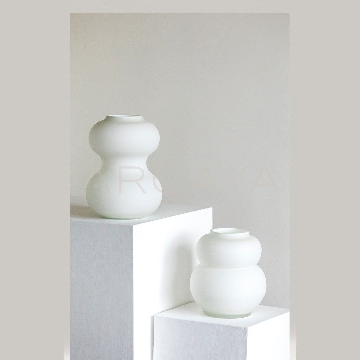 Mist White Frosted Gourd Glass Vase in detail