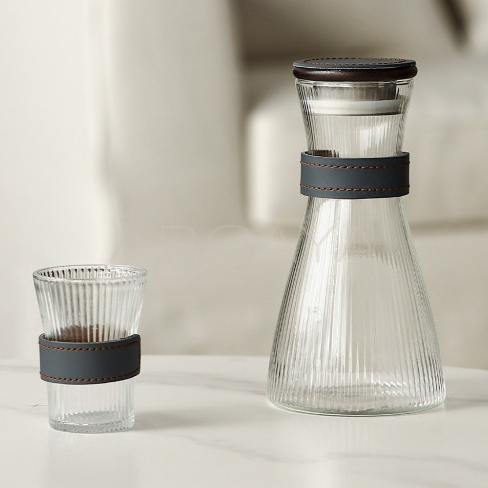 Ribbed Clear Glass Decanter Set - main