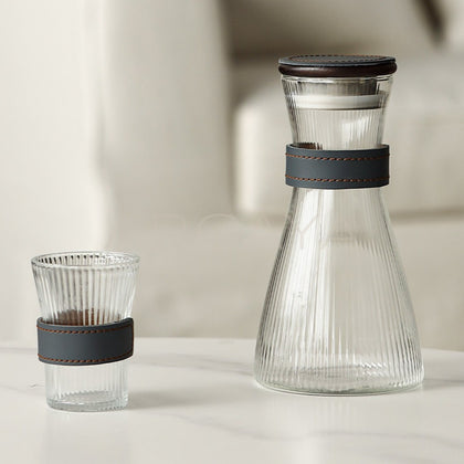 Ribbed Clear Glass Decanter Set - main